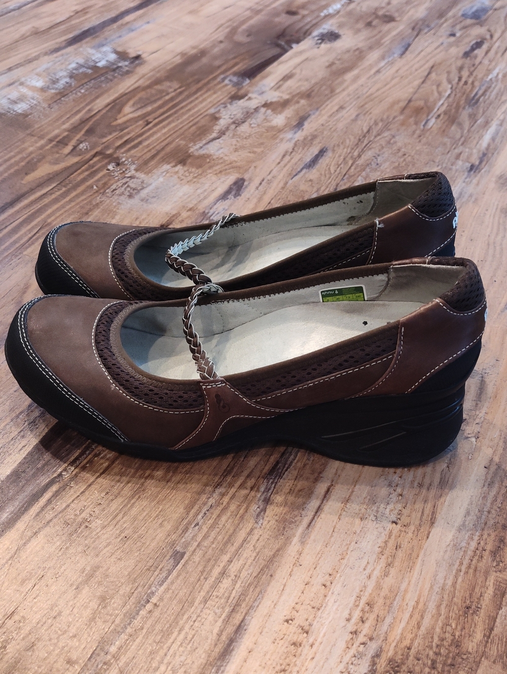 Ahnu Brown Braided Strap Mary Jane Flats